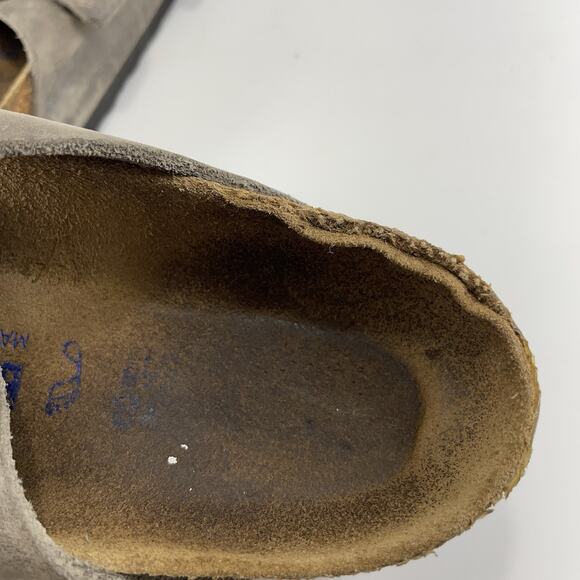 Birkenstock Arizona Slide Sandals Women Size 38 US 7-7.5 Gray Leather Soft FB - Picture 9 of 10